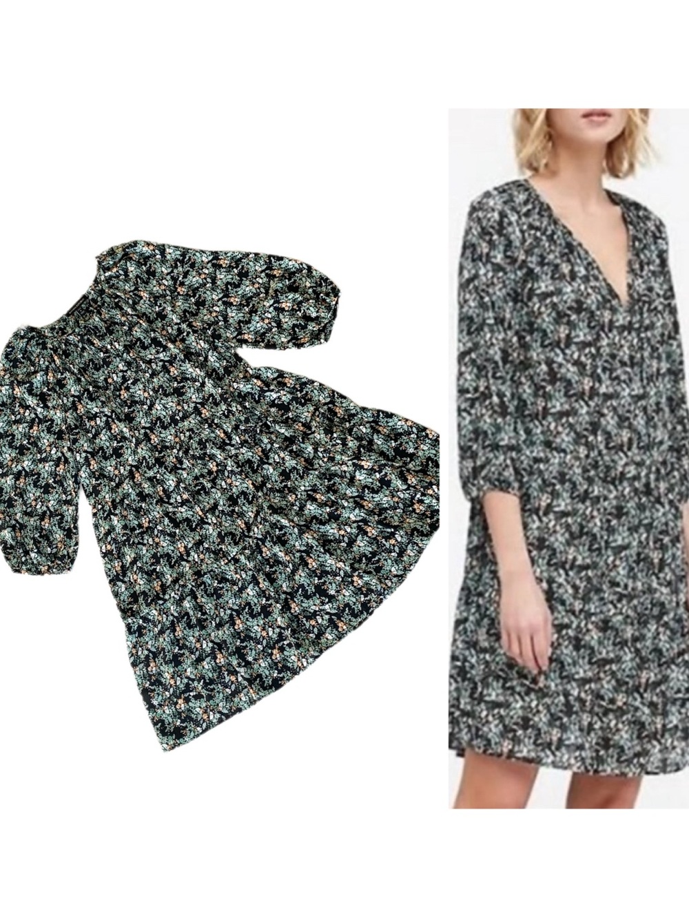 Banana Republic Tiered Floral Swing Dress Sz S Petite
